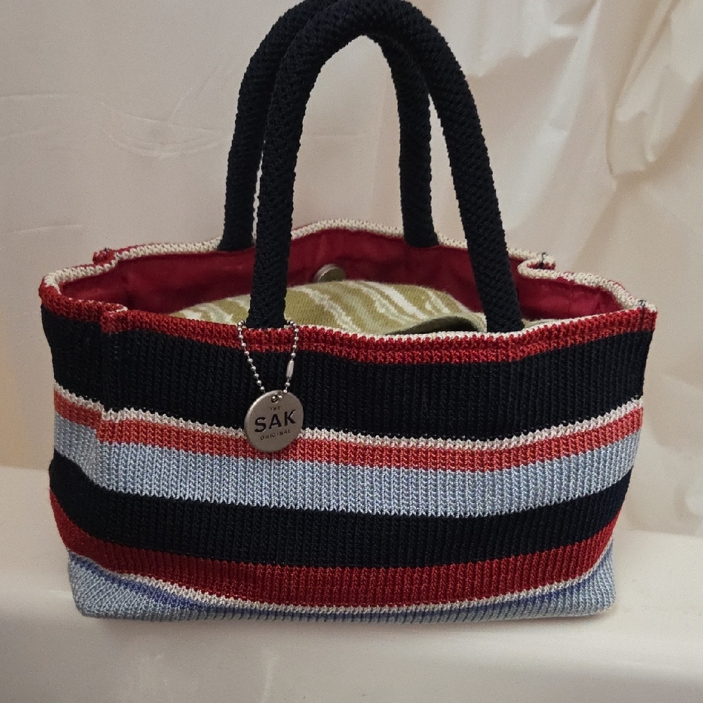 The Sak Striped Knit Tote - Red, Black, Blue